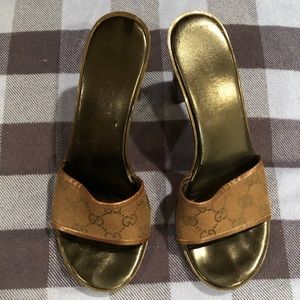 Gucci Brown Monogram Canvas Heels